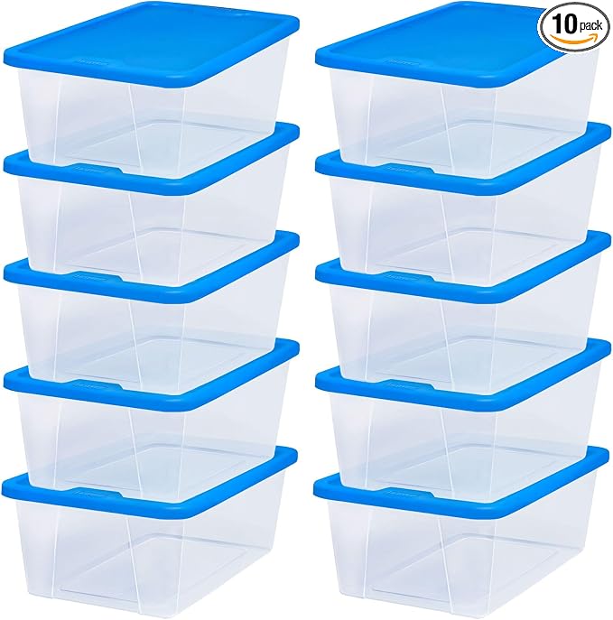 HOMZ 10-Pack Snaplock, Small Clear Plastic Storage Organizer Bins w/Lids by Homz