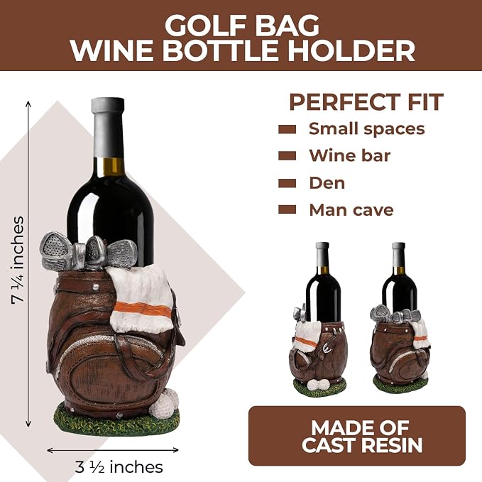 Golf Bag Wine Bottle Holder Decorative Bar Decor Single Bottle Holder - Image 3