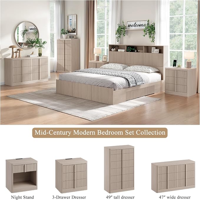 Fluted Dresser for Bedroom, Modern 6 Drawer Dresser - Image 7