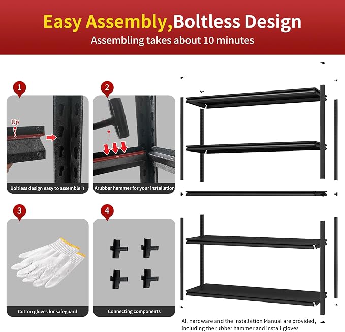Metal Garage Shelving, Adjustable 5-Tier Heavy Duty Shelving, 2800 LBS Garage - Image 8