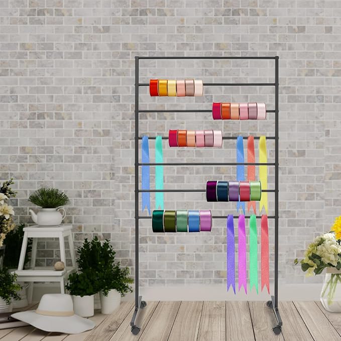 7 Tiers Rolling Display Tie & Scarf Rack Towel Belt Pants Hangers Ribbon - Image 3