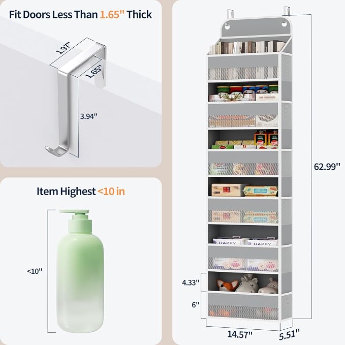Yecaye 2 Pack Over The Door Organizer, 6-Tier Closet Door Hanging Organizer - Image 3