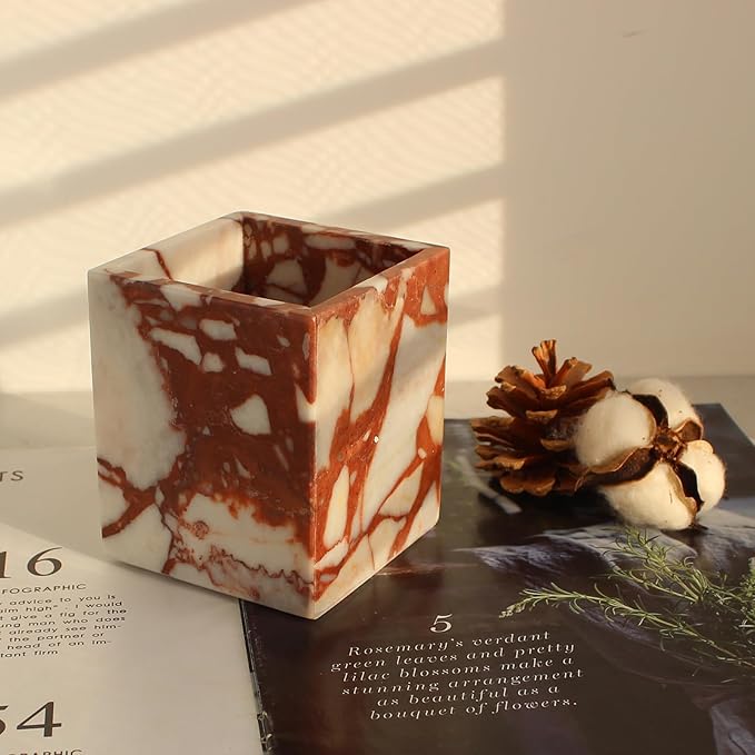 Calacatta Red Marble Toothbrush Holders by Natust