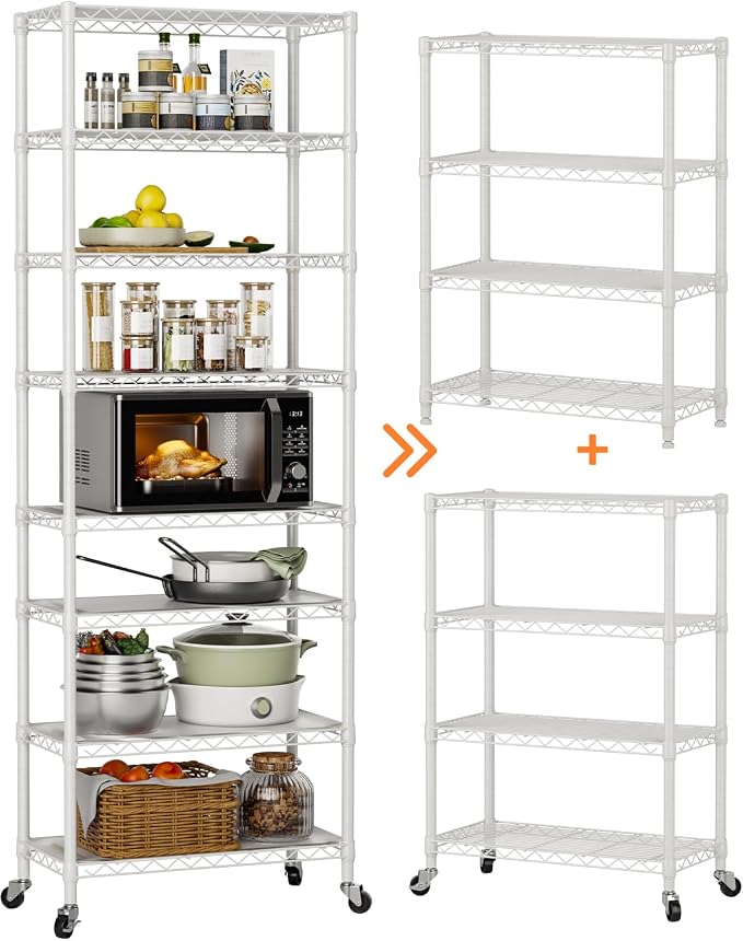 8 Tier Shelves Storage Shelf Wire Closet Bathroom Organizers Metal Pantry - Image 6