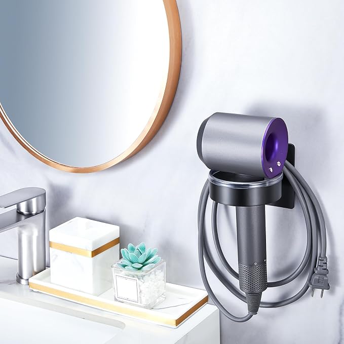 Blow Dryer Holder Wall Mounted, Hair Dryer Holder Stand Adhesive, Bathroom Hair - Image 4