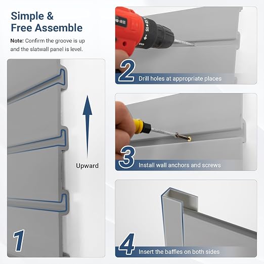 Slatwall Panel 4 FT x 4 FT, Interlocking Slat Wall Paneling, Wall Mounted PVC - Image 5