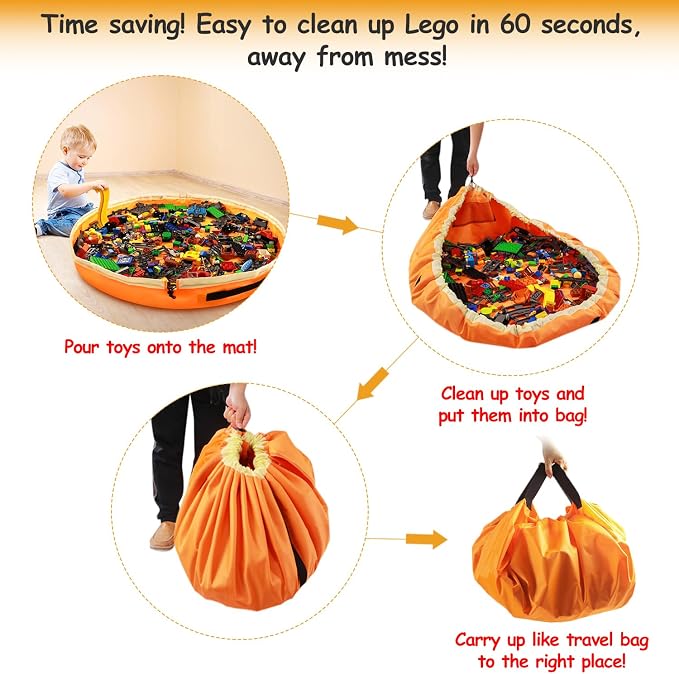 Toy Storage for Lego Play Mat Bag - Image 4
