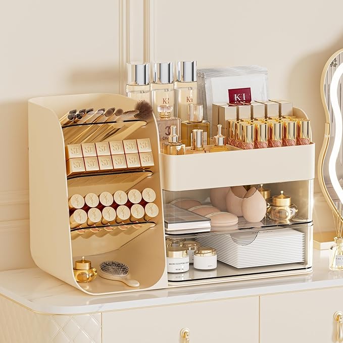 Makeup Organizer with Drawers, Large Capacity Countertop Organizer by KQJS