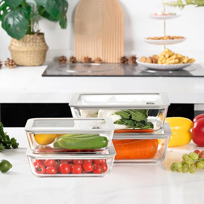 Glass Food Containers with Glass Lid, Microwave Safe Food Storage Container Set - Image 6
