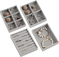 Frebeauty Small Jewelry Tray Set, Stackable Velvet Jewelry Organizer Tray by Frebeauty