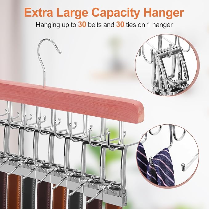 TOPIA HANGER Cedar 2 in 1 Belt Tie Hanger - Image 4