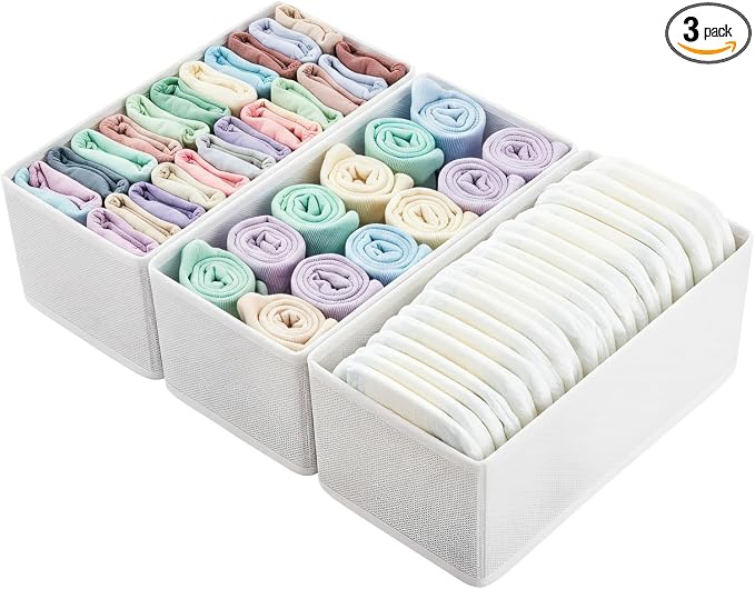 Sock Underwear Drawer Organizer 3-Pack Raw White by Unknown