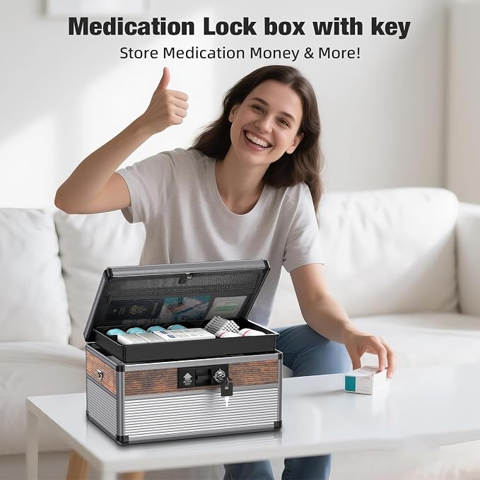 Glosen Medicine Lock Box, locking medicine box, Security Lock Boxes 【Large 14 x - Image 6