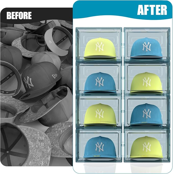 Hat Organizer Box, Stackable Clear Baseball Caps Holder Box Containers - Image 5