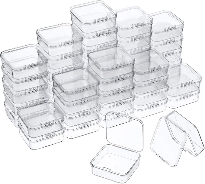 48 Packs Clear Small Plastic Containers Transparent Storage Box by SATINIOR