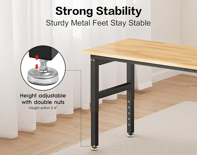 84” Heavy Duty Workbench, 5000 LBS Capacity Adjustable Work Bench - Image 6