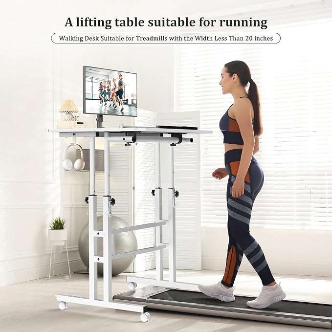 Small Standing Desk with Wheels, Mobile Stand Up Desk, Portable Standing Table - Image 4