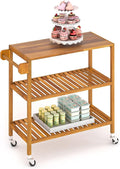 Interbuild 3 Tier Acacia Hardwood Kitchen Cart Portable Rolling Trolley Cart by InterbuildRealWood