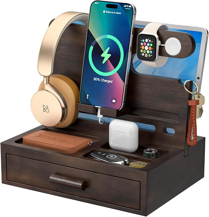 Sephyroth Bamboo Phone Docking Station Nightstand Organizer Bedside Organizer by Sephtroth