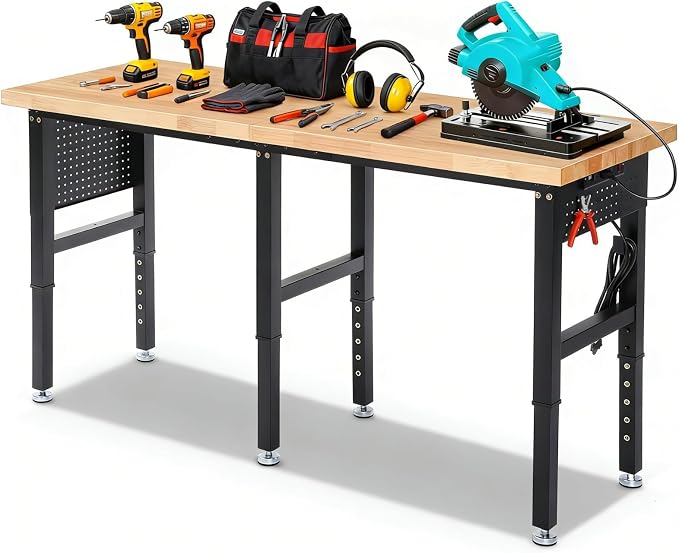 Work Bench 72 Inch Adjustable Height Workbench by ENJOYWOOD