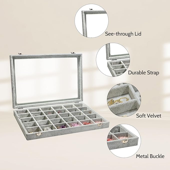 Stratalife Jewelry Organizer Jewelry Holder Storage Earring Organizer Box Tray - Image 5