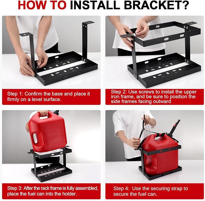5 Gallon Gas Can Holder with One Securing Strap, Cold-forged Steel Fuel Tank - Image 7