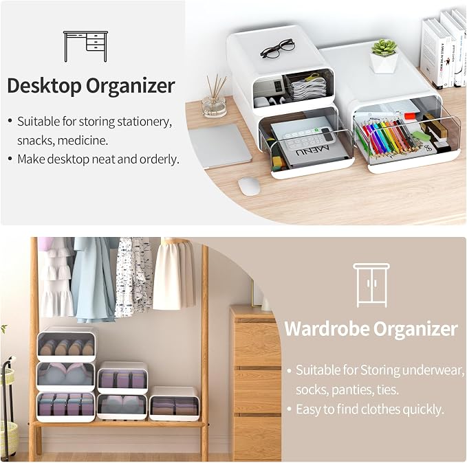 Underwear Organizer Drawer, 1 Cell Plastic Sock Underwear Storage Drawer - Image 5