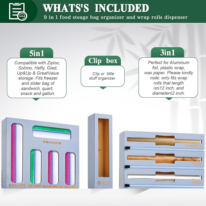 Calmbee Storage Bag Organizer, Foil and plastic Wrap Organizer - Image 3