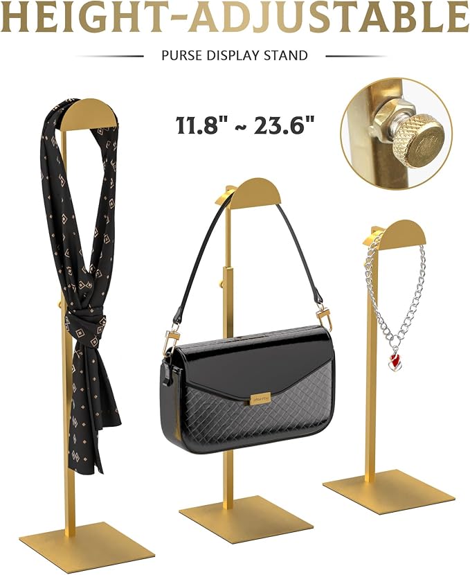 Purse Display Stand Adjustable Height Gold Purse Rack - Image 4