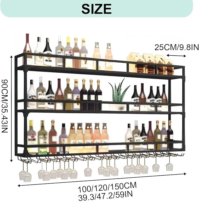 47.2in Wall Mounted Wine Rack, Wine Rack Wall Mounted - Image 2