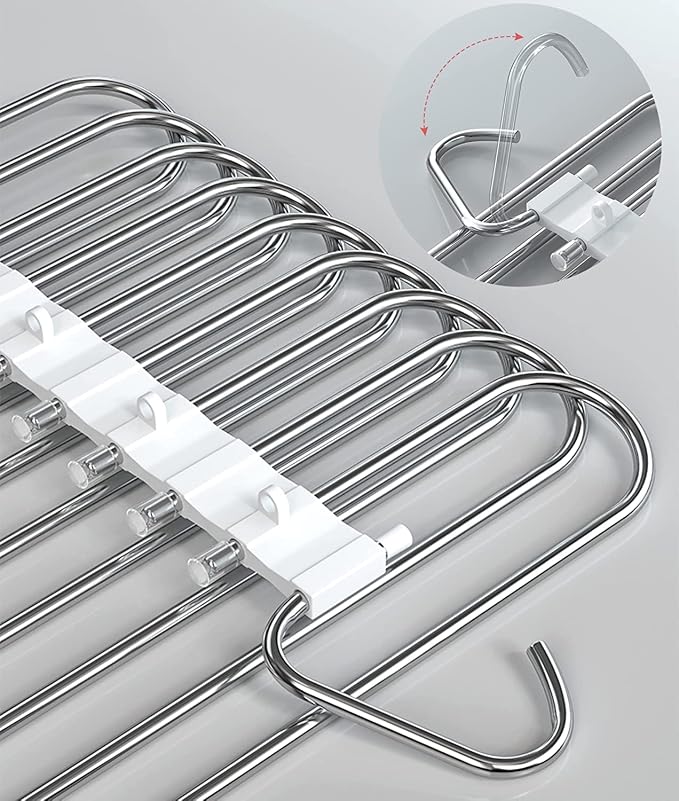 Upgrade 9 Layers Pants Hangers Space Saving, Non Slip Stainless Steel - Image 5