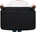 Goodpick Large Blanket Basket Living Room, 21.6" x 14.9" x 11.8" Woven Storage by Goodpick