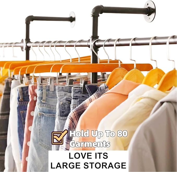 Industrial Pipe Clothing Rack, Hanging Garment Rack, Wall Mounted Pipe Clothes - Image 5