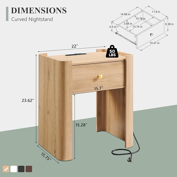 23.6" Tall Modern Nightstand - Image 2