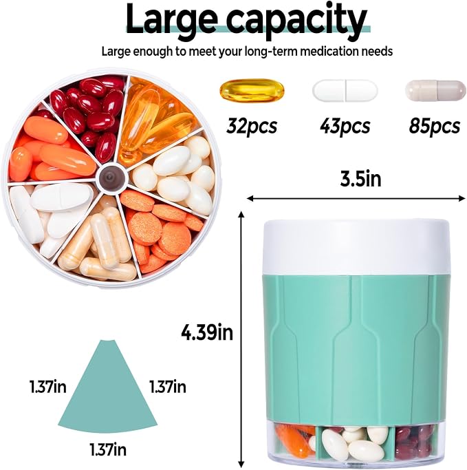 Betife Extra Large Supplement Organizer, Weekly Pill Organizer Bottle, Daily - Image 3