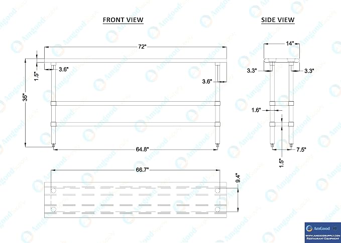 AmGood Stainless Steel Work Table - Image 9