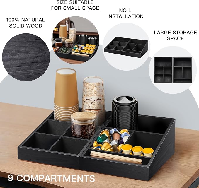 Coffee Station Organizer Coffee Condiment Service Tray - Image 4