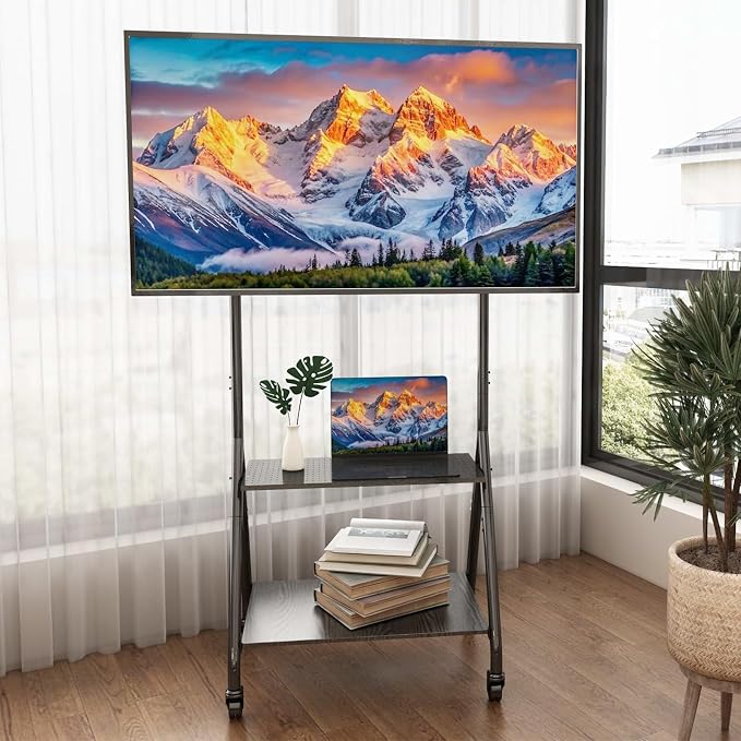 ZHOOGE Mobile TV Cart with 2-Tier Shelf - Image 2