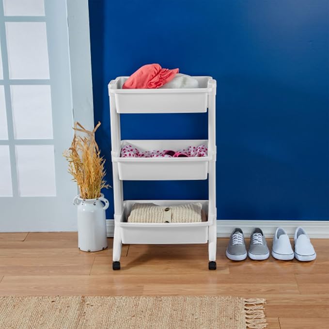 Sterilite 3 Tier Utility Cart Portable Storage Open Bin Organizer - Image 4