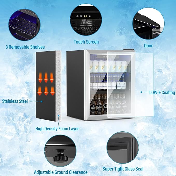 Compact Beverage Refrigerator, 76 Can/1.7 Cubic Feet Fridge - Image 2