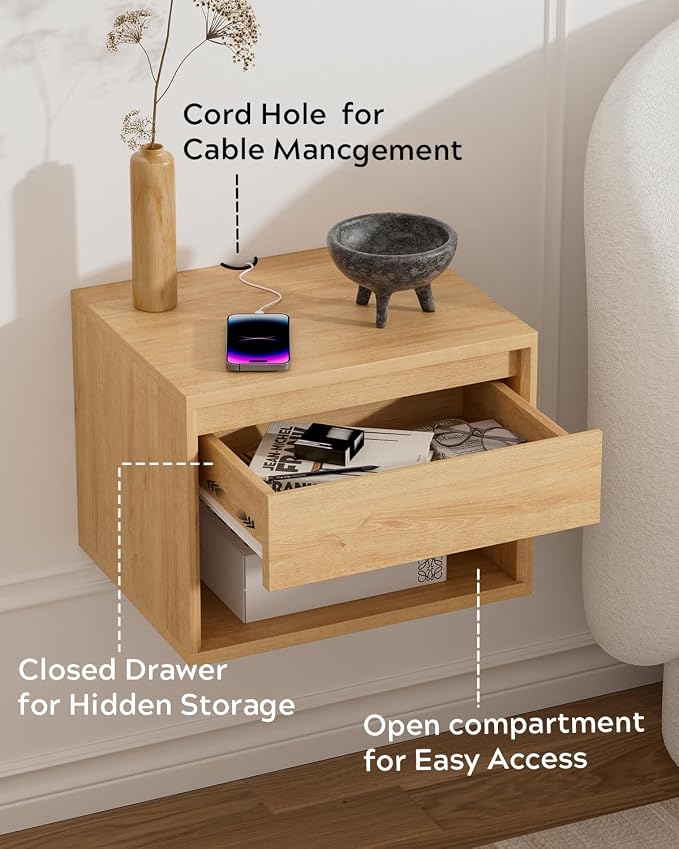 Floating Nightstand, Wall Mounted Bedside Table - Image 3
