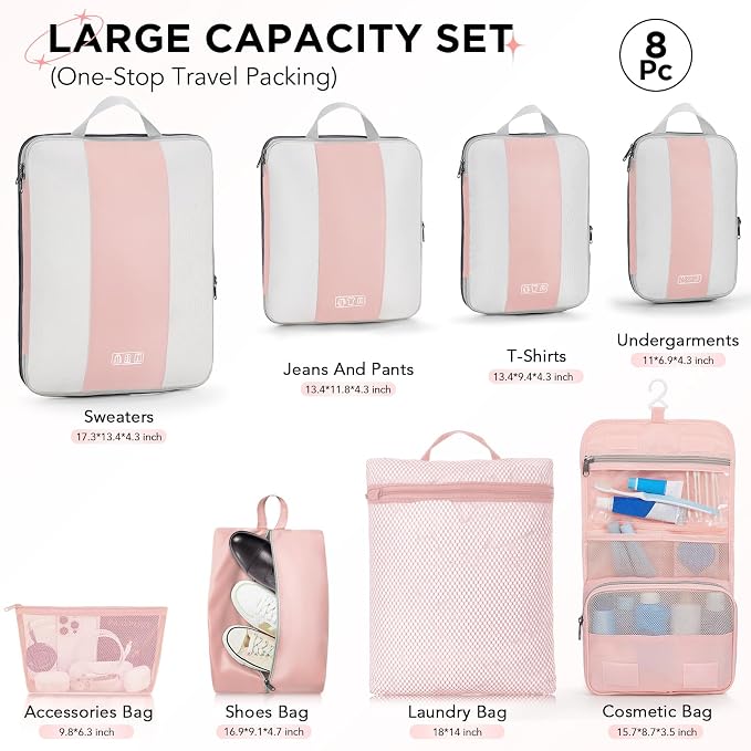 8 Set Compression Packing Cubes - Image 2