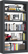 Bookcase, 5-Shelf Industrial Bookshelf, Large Storage Space, Adjustable by LyAosdFu