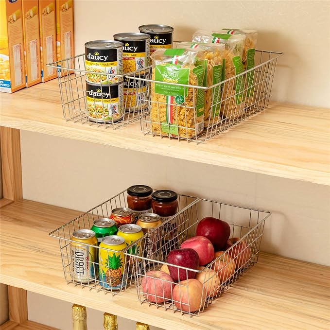 Wire Storage Baskets Freezer Organizing Bins Pantry Food Storage Organizer - Image 6