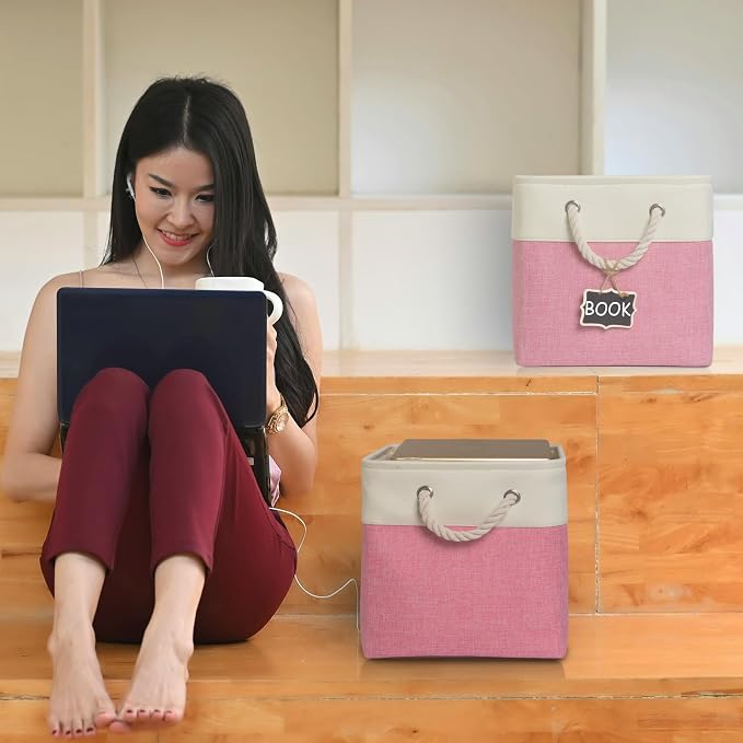 13 Inch Cube Storage Bins, Fabric Storage Cubes - Image 4