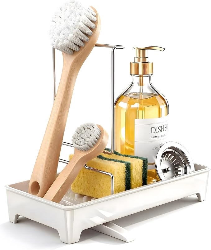 Ceramic-Look Sink Caddy, Rustproof Sponge Holder by Unknown
