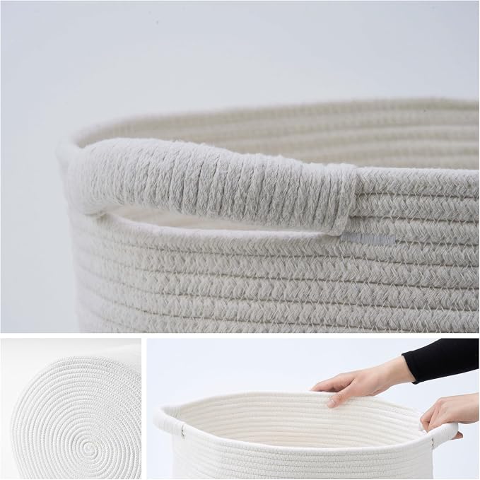Blanket Basket - Woven Round Rope Storage Basket - Image 7