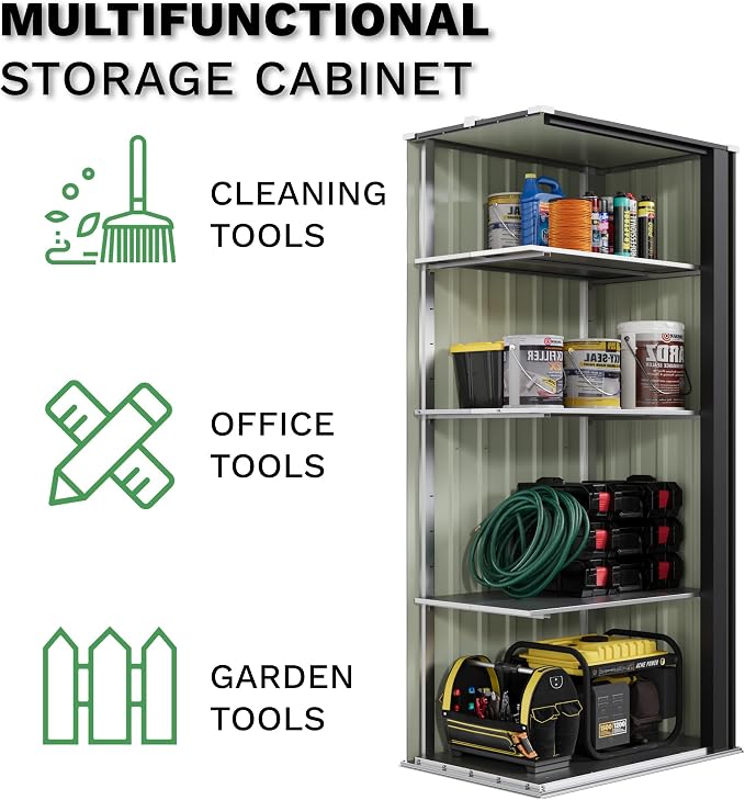Patiowell 28 Cuft Outdoor Storage Cabinet, Metal Storage Shed - Image 5
