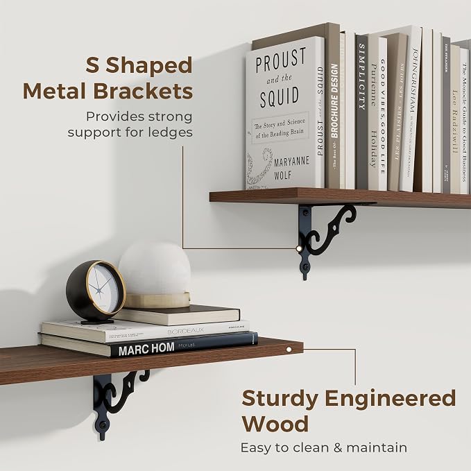 RICHFOCUS Floating Shelves for Wall Decor, 39.4W x 8D Shelves Set of 2 - Image 4