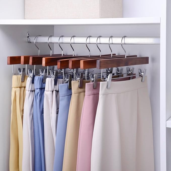 Nature Smile Deluxe Wooden Pants Hangers, Solid Lotus Wood Jeans Skirt Hanger - Image 7